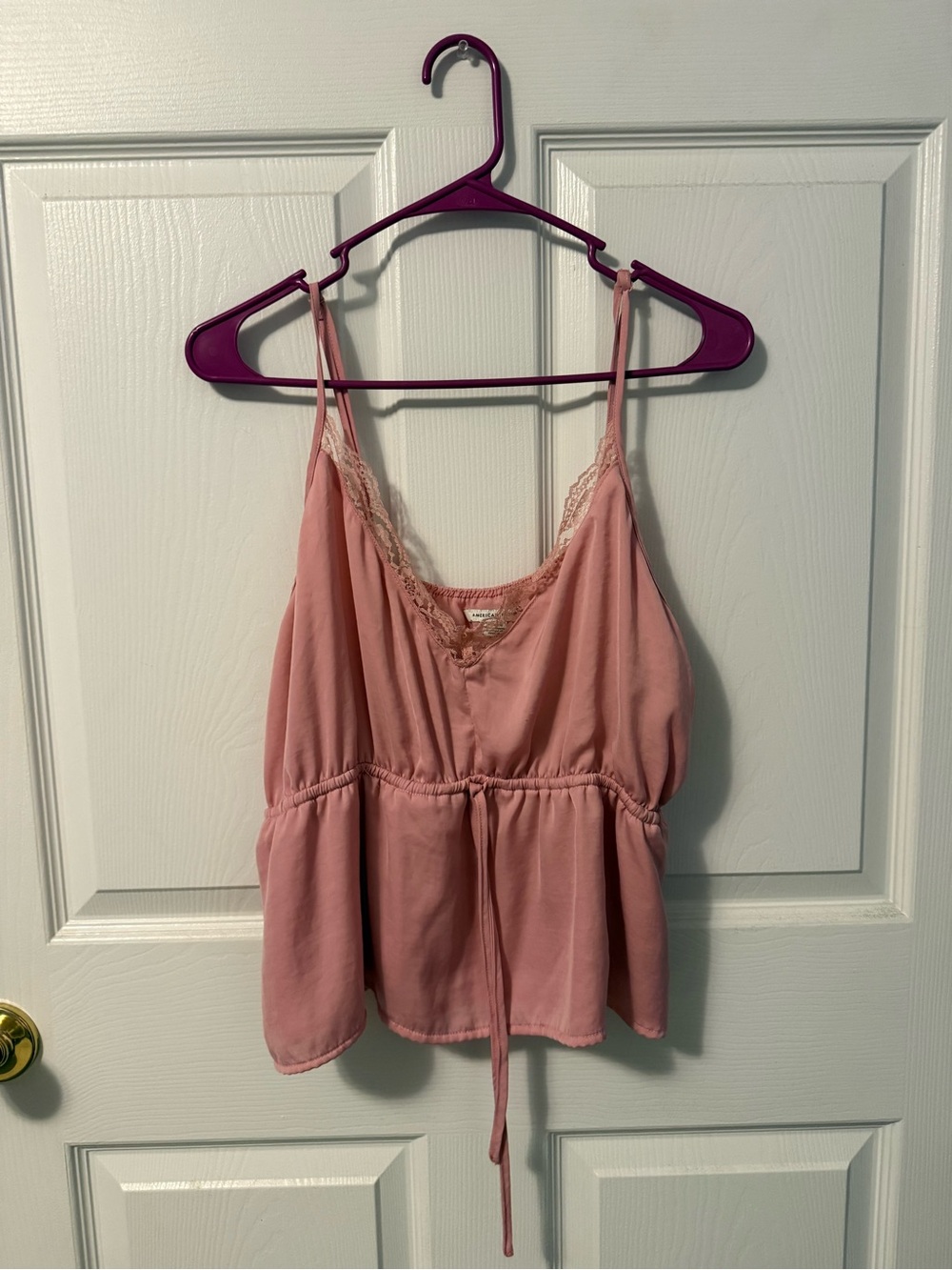 American Eagle Outfitters Dusty Pink Lace-Trim Tank